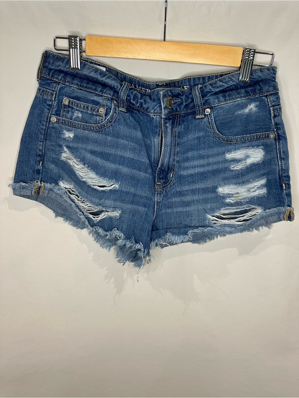 American Eagle Outfitters Distressed Blue Denim Jean Shorts